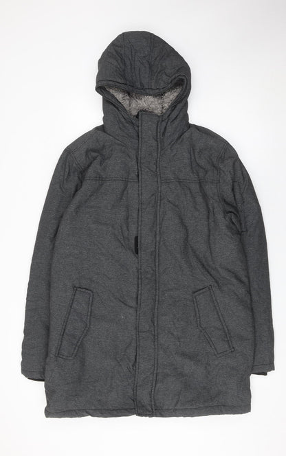 Avenue Men’s Grey Hooded Parka Coat Medium 39-41in Insulated Winter
