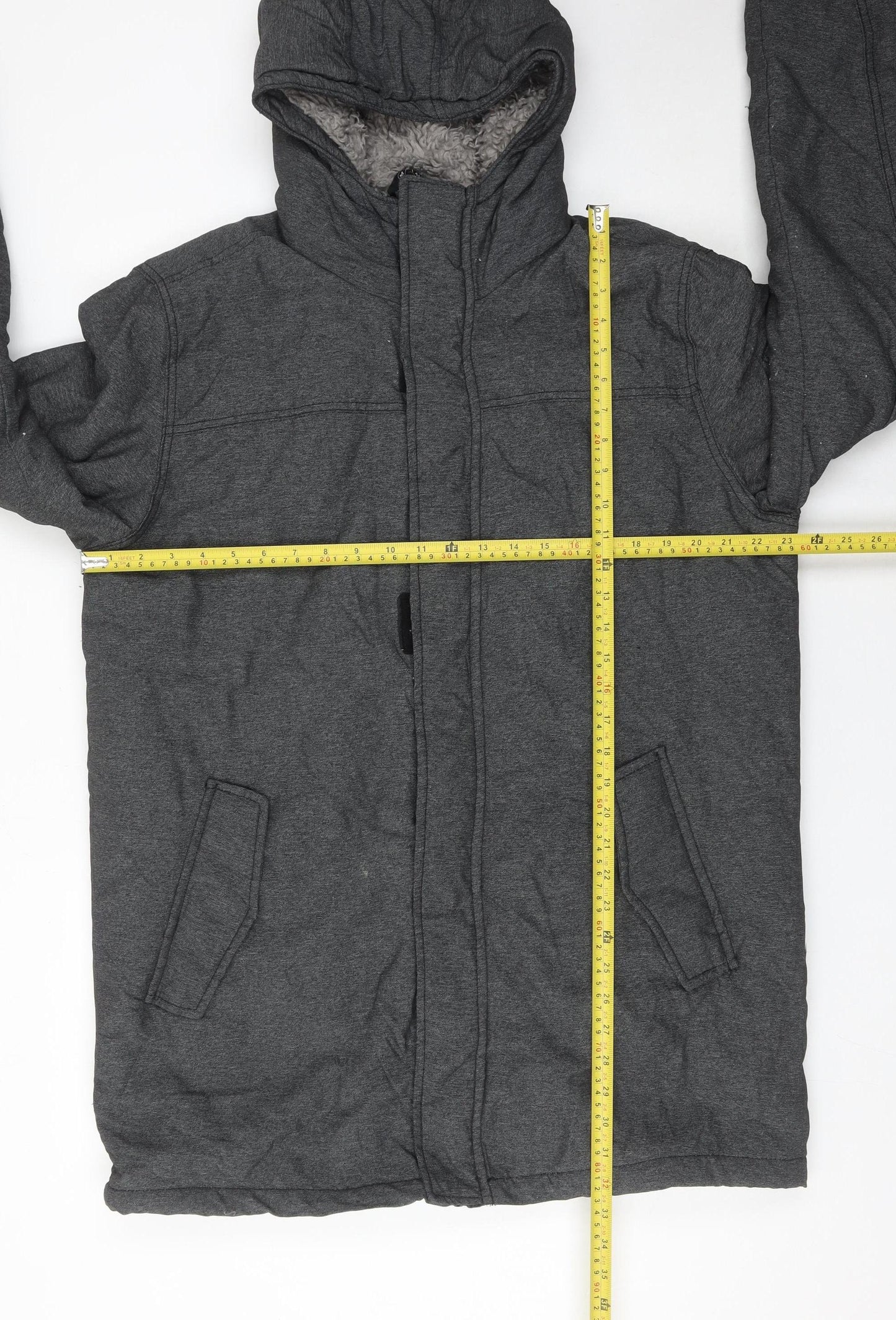 Avenue Men’s Grey Hooded Parka Coat Medium 39-41in Insulated Winter