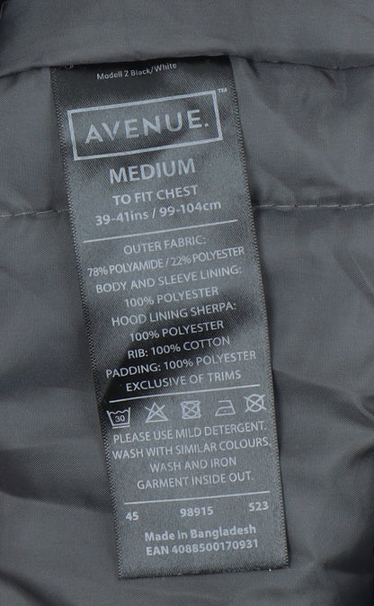 Avenue Men’s Grey Hooded Parka Coat Medium 39-41in Insulated Winter
