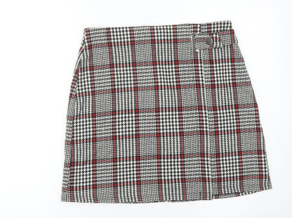Dorothy Perkins Women’s Black Red Check Skirt UK12 Plaid Pencil Retro