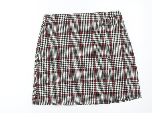 Dorothy Perkins Women’s Black Red Check Skirt UK12 Plaid Pencil Retro