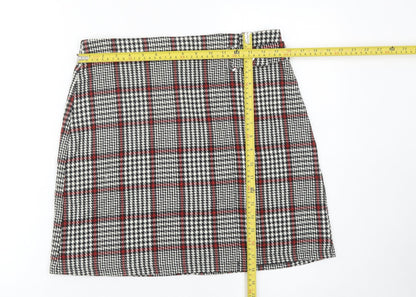 Dorothy Perkins Women’s Black Red Check Skirt UK12 Plaid Pencil Retro