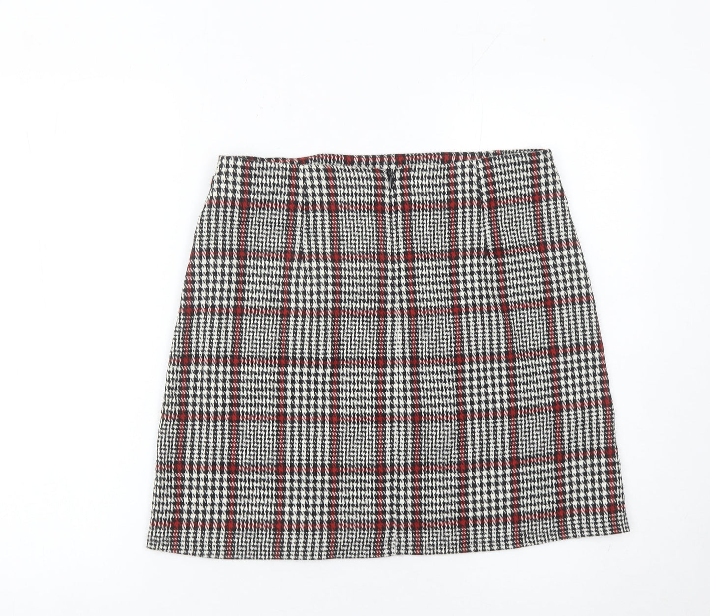 Dorothy Perkins Women’s Black Red Check Skirt UK12 Plaid Pencil Retro