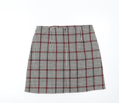 Dorothy Perkins Women’s Black Red Check Skirt UK12 Plaid Pencil Retro