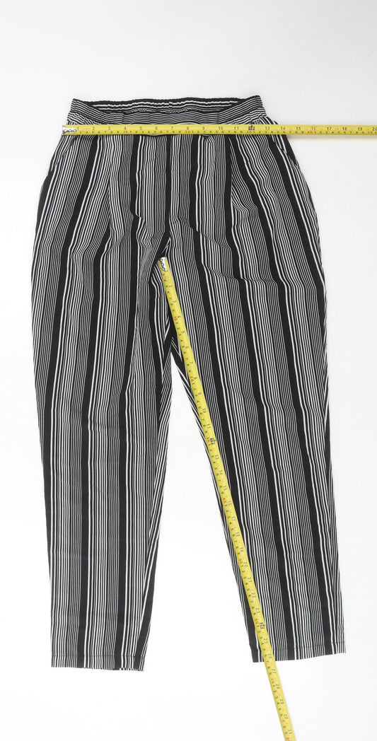 Primark Women’s Black Striped Tapered Trousers Size 8