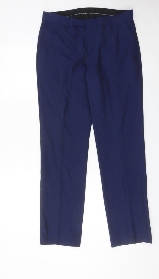 Harry Brown Men’s Blue 32R Regular Fit Formal Dress Trousers