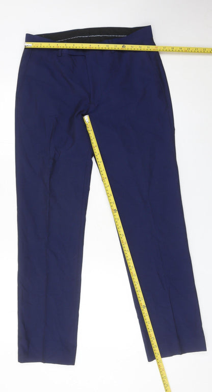 Harry Brown Men’s Blue 32R Regular Fit Formal Dress Trousers