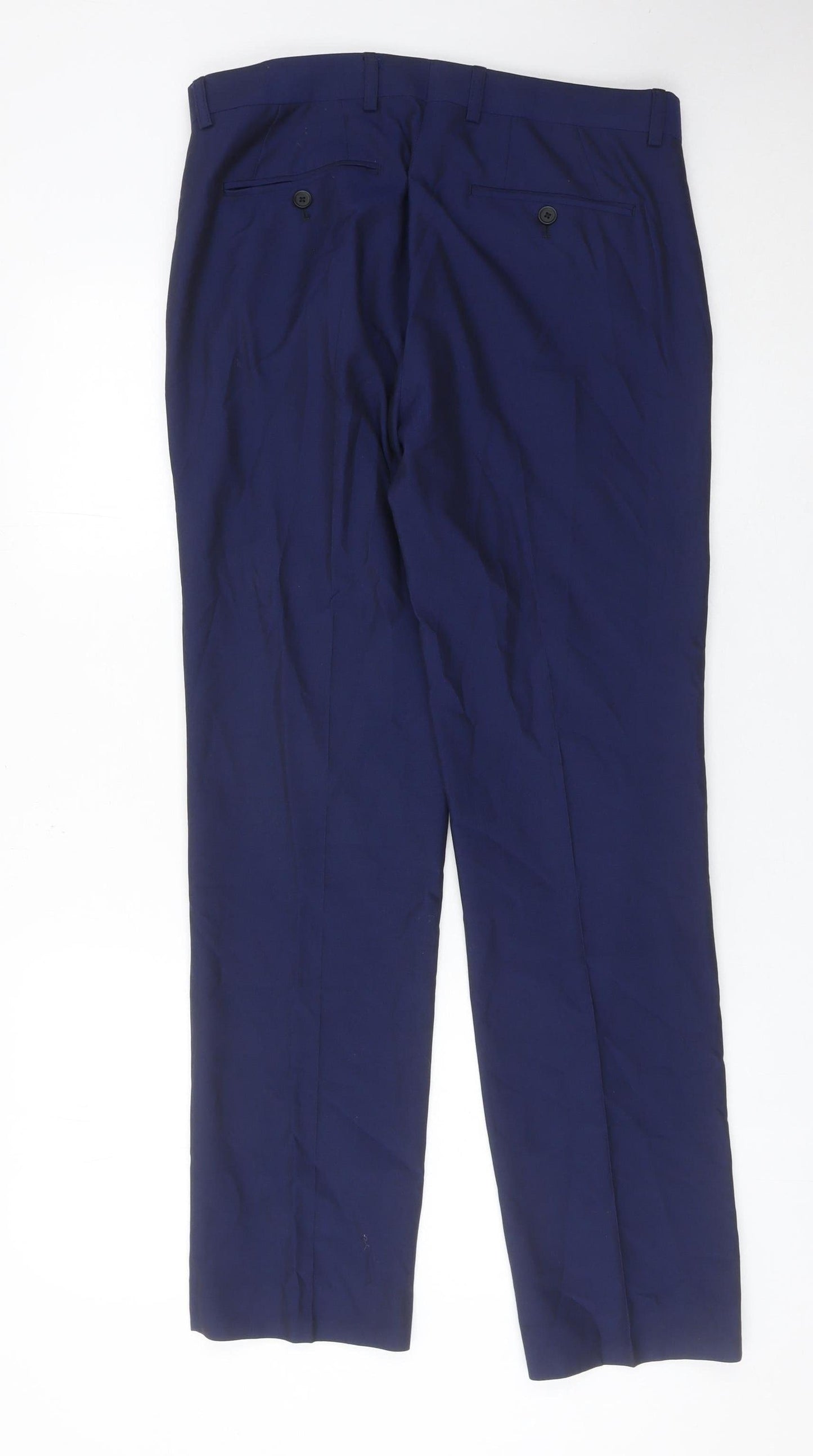 Harry Brown Men’s Blue 32R Regular Fit Formal Dress Trousers