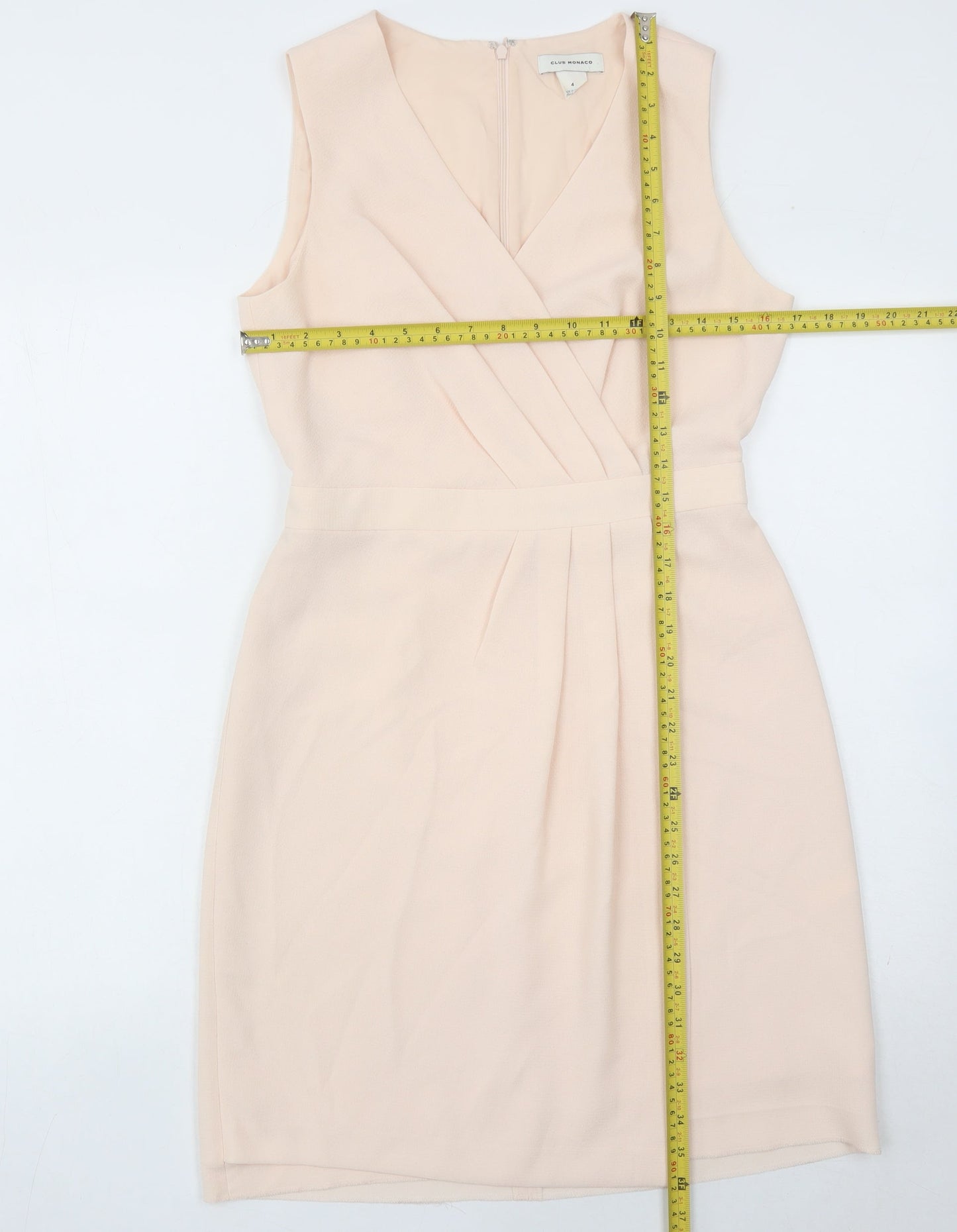 Club Monaco Women's Beige Size 8 Sheath Knee Length V-Neck Dress