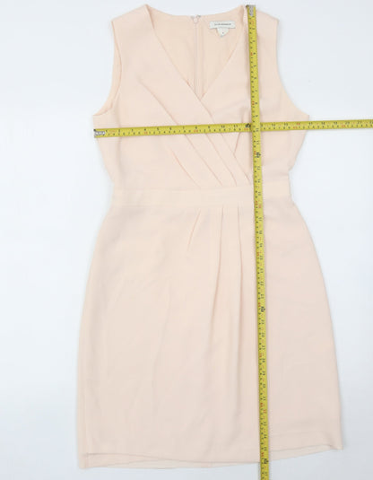 Club Monaco Women's Beige Size 8 Sheath Knee Length V-Neck Dress