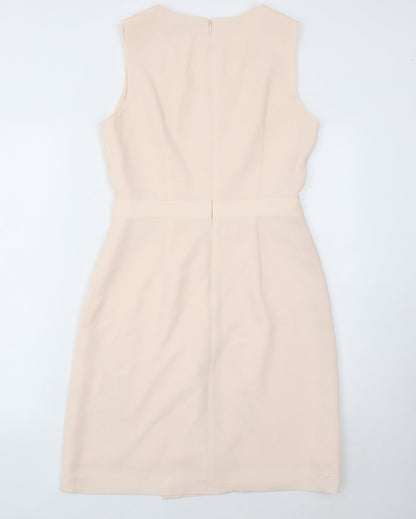 Club Monaco Women's Beige Size 8 Sheath Knee Length V-Neck Dress