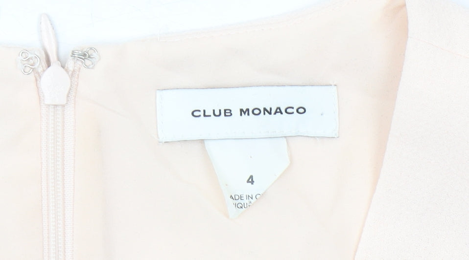 Club Monaco Women's Beige Size 8 Sheath Knee Length V-Neck Dress