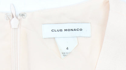 Club Monaco Women's Beige Size 8 Sheath Knee Length V-Neck Dress