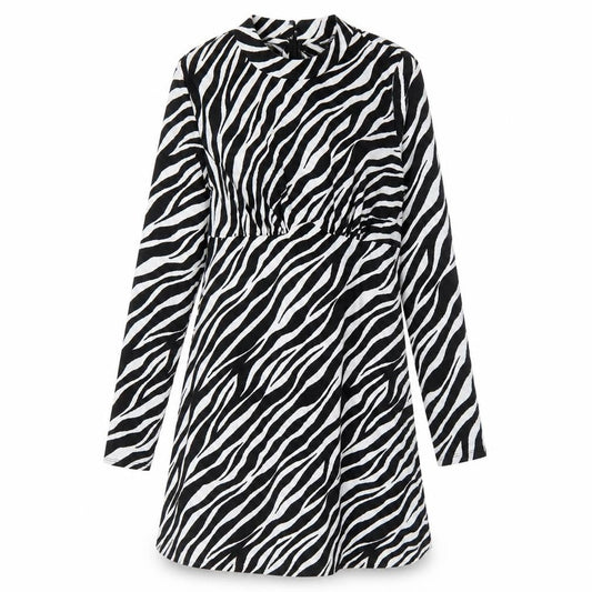 Pep&Co Women’s Black White Zebra Print A-Line Dress L 16-18