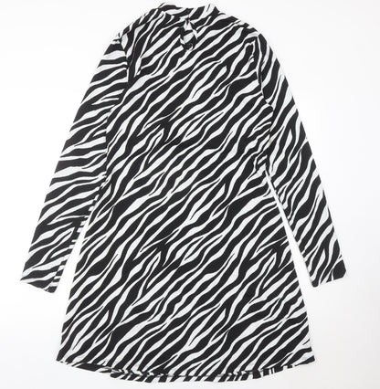 Pep&Co Women’s Black White Zebra Print A-Line Dress L 16-18