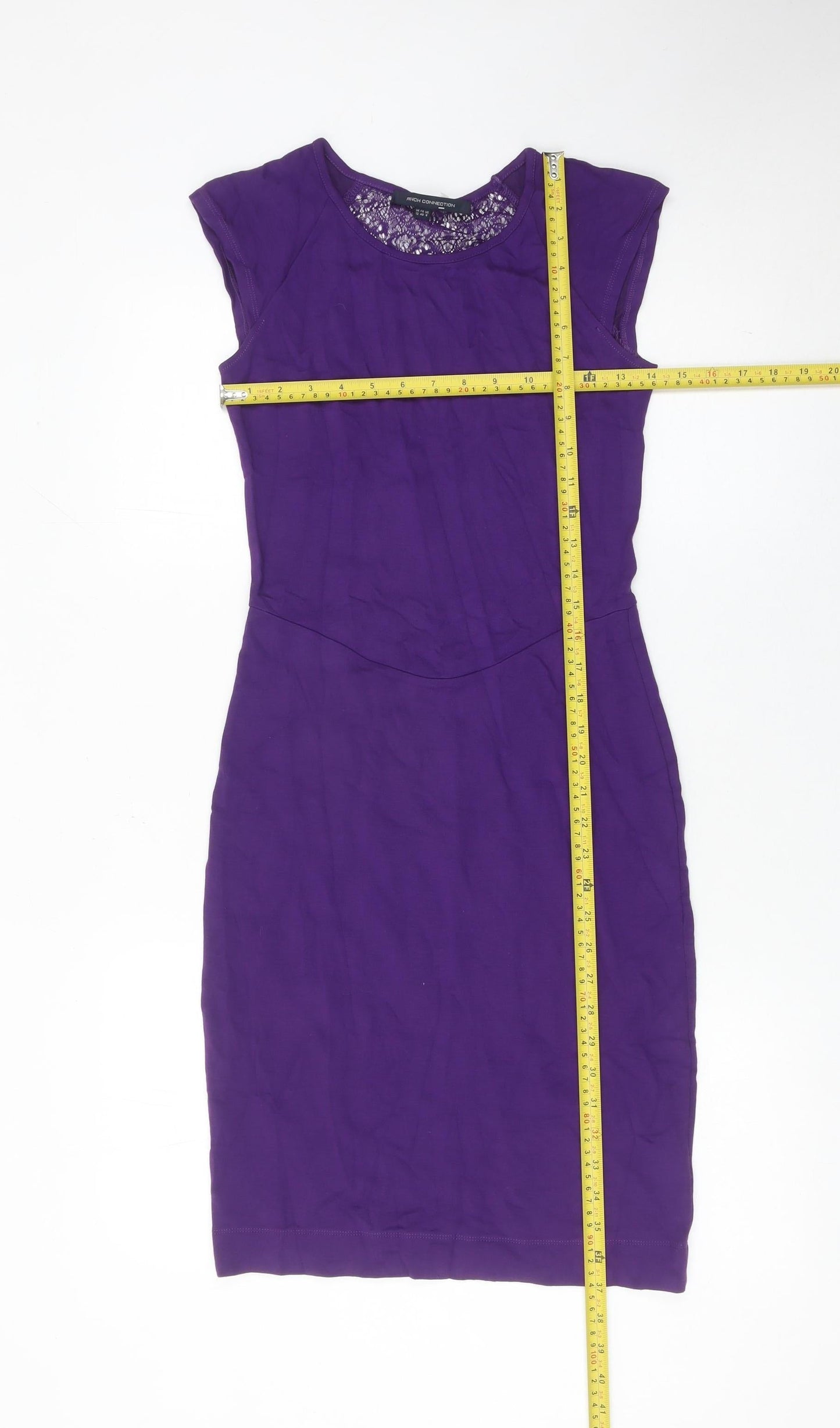 French Connection Women’s Purple Lace Sheath Dress UK 12