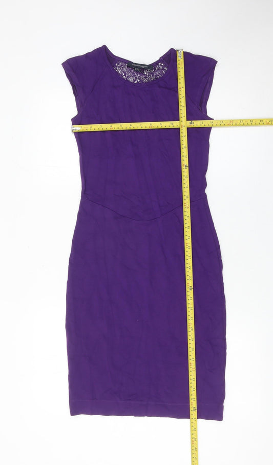 French Connection Women’s Purple Lace Sheath Dress UK 12
