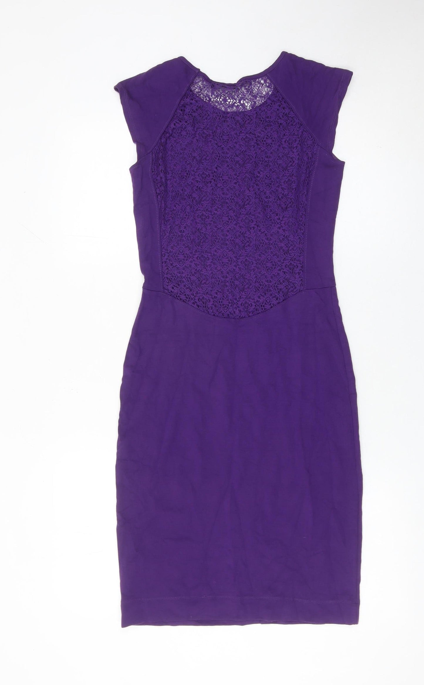 French Connection Women’s Purple Lace Sheath Dress UK 12