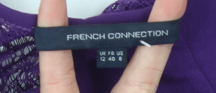 French Connection Women’s Purple Lace Sheath Dress UK 12