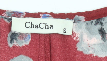 ChaCha Women’s Red Floral Sleeveless V-Neck Tunic Blouse Size S