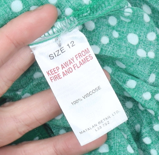 Matalan Women’s Green Polka Dot Flare Midi Skirt Size 12
