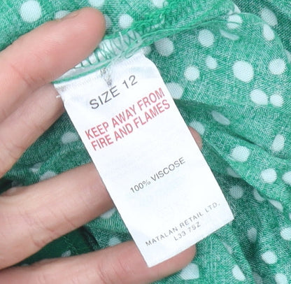 Matalan Women’s Green Polka Dot Flare Midi Skirt Size 12