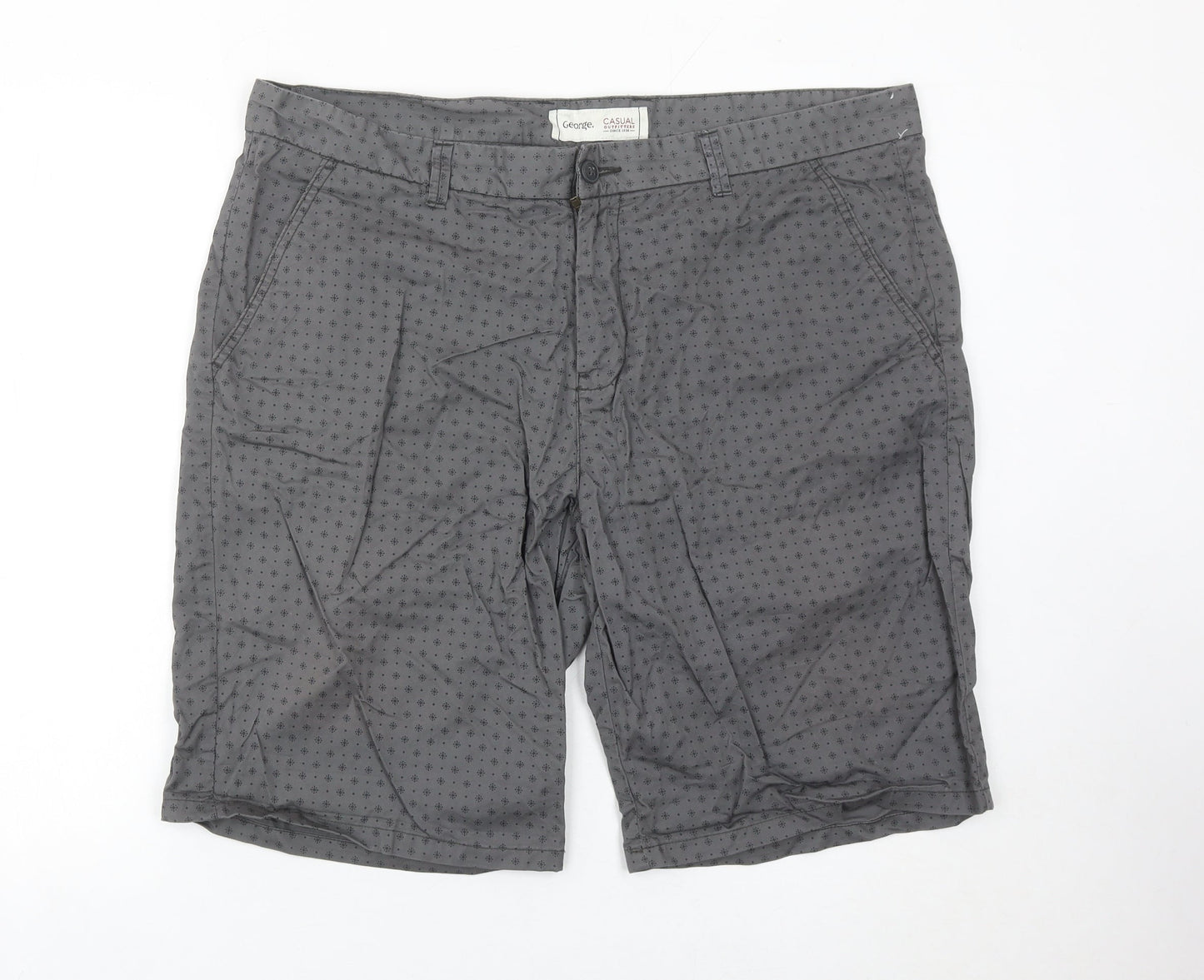 George Men’s Grey Chino Shorts Size 40 Regular Fit Summer Casual