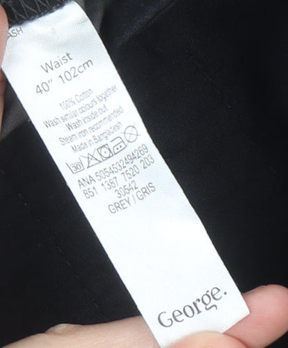 George Men’s Grey Chino Shorts Size 40 Regular Fit Summer Casual