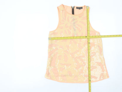 Warehouse Women’s Peach Sequin Tank Top UK 10 Sleeveless Party