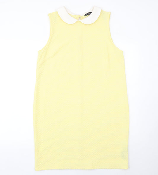 Dorothy Perkins Women’s Yellow Shift Dress Size 14 Collared Sleeveless