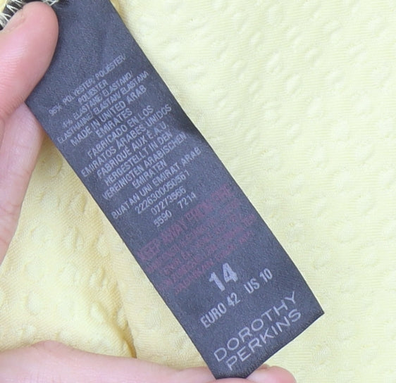 Dorothy Perkins Women’s Yellow Shift Dress Size 14 Collared Sleeveless