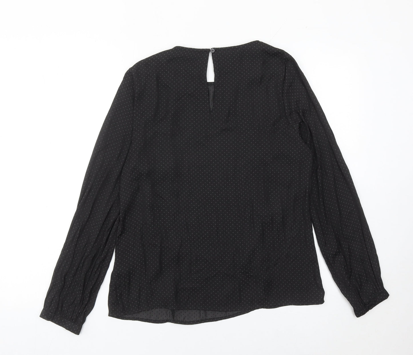 Monsoon Women Black Polka Dot Ruffle Long Sleeve Blouse Size 10