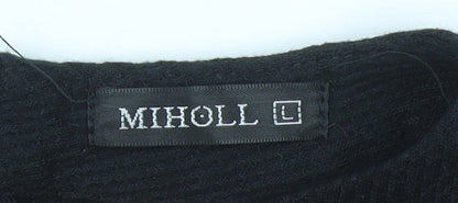 MIHOLL Womens Black Lace Sleeve Blouse Size L Long Sleeve Top