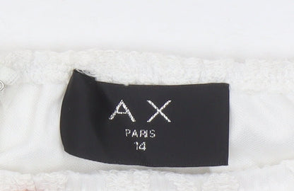 AX Paris Women White Lace Playsuit Size 14 Long Sleeve Party Romper