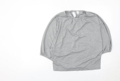 Oliver Bonas Womens Grey Glitter Tunic Blouse Size 6 Dolman Sleeve