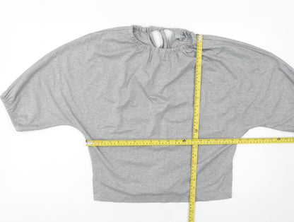 Oliver Bonas Womens Grey Glitter Tunic Blouse Size 6 Dolman Sleeve