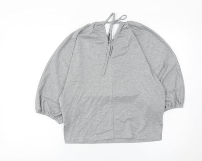 Oliver Bonas Womens Grey Glitter Tunic Blouse Size 6 Dolman Sleeve