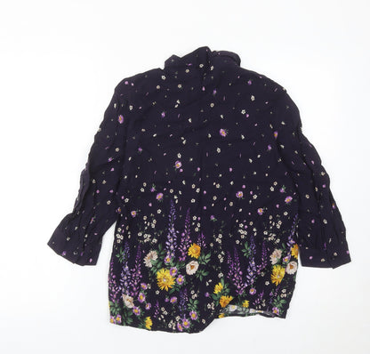 Tu Womens Multicoloured Floral Blouse Size 8 Viscose Tunic Top