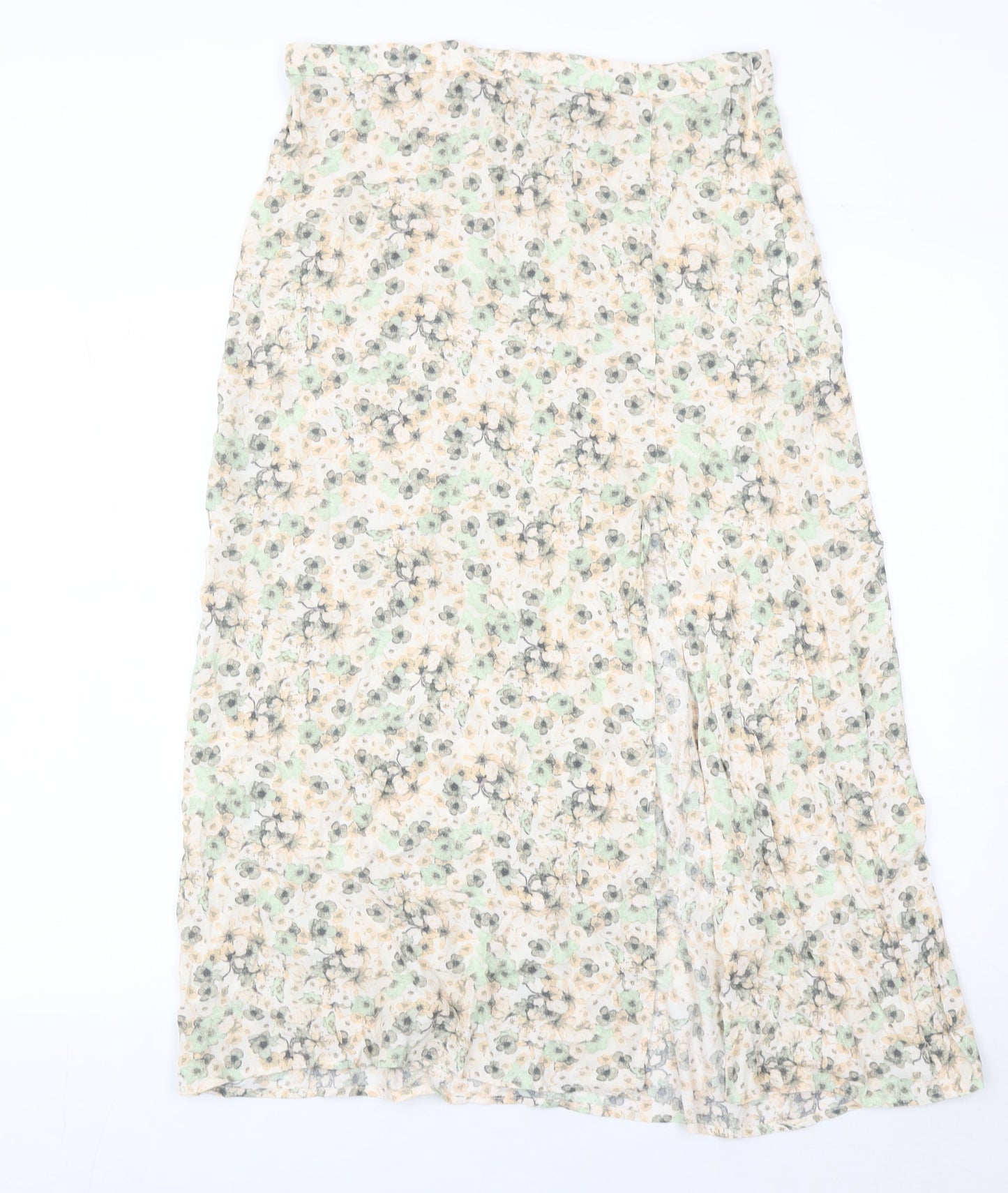 H&M Women’s Multicoloured Floral Midi A-Line Skirt Size 14 Viscose
