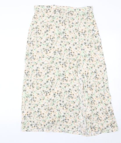 H&M Women’s Multicoloured Floral Midi A-Line Skirt Size 14 Viscose