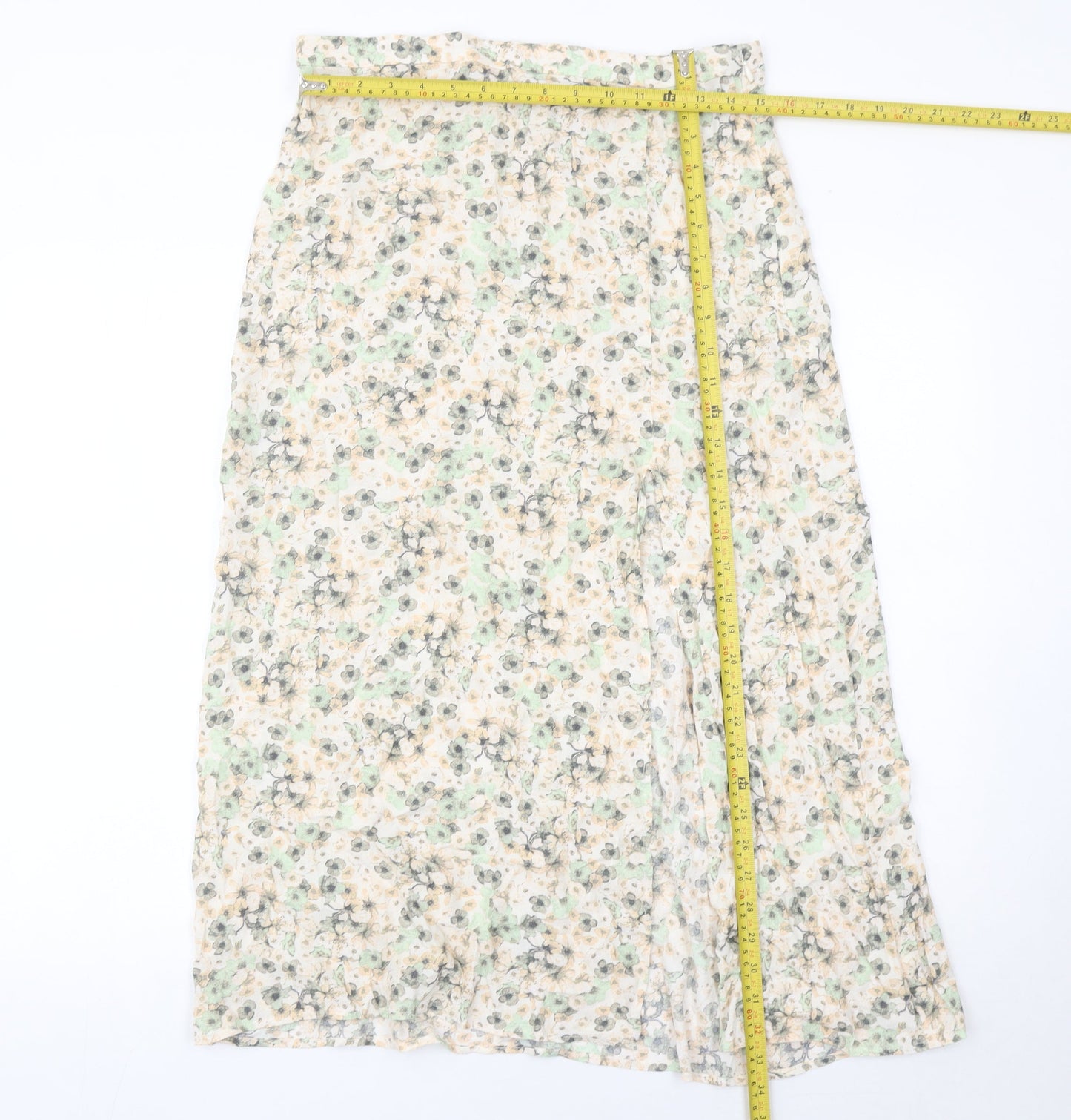 H&M Women’s Multicoloured Floral Midi A-Line Skirt Size 14 Viscose