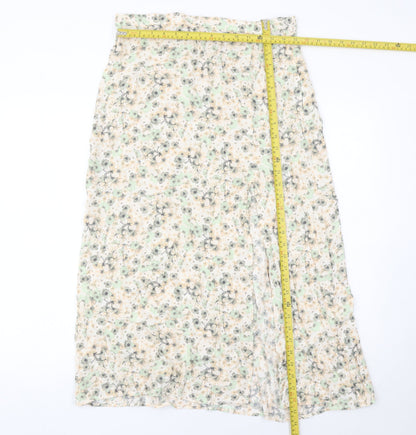 H&M Women’s Multicoloured Floral Midi A-Line Skirt Size 14 Viscose