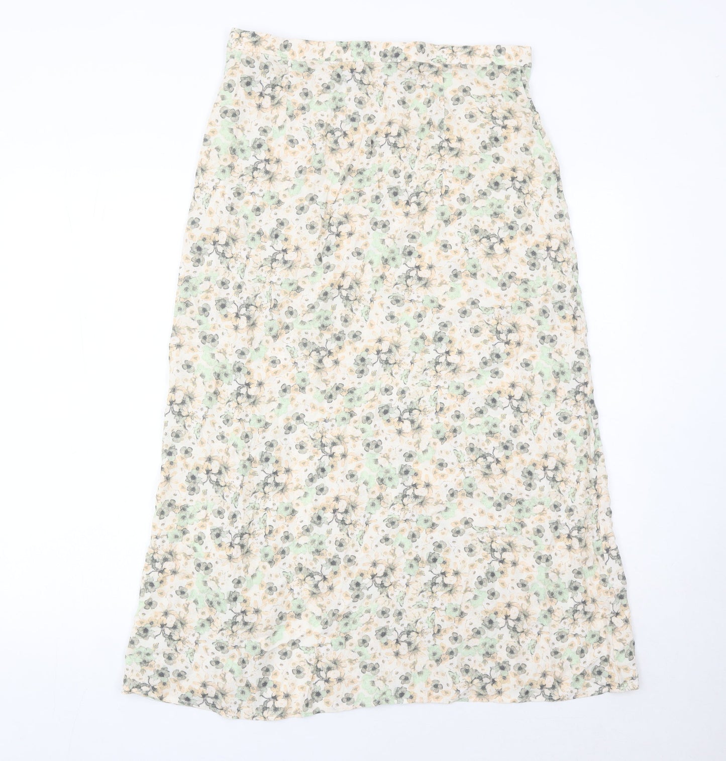 H&M Women’s Multicoloured Floral Midi A-Line Skirt Size 14 Viscose