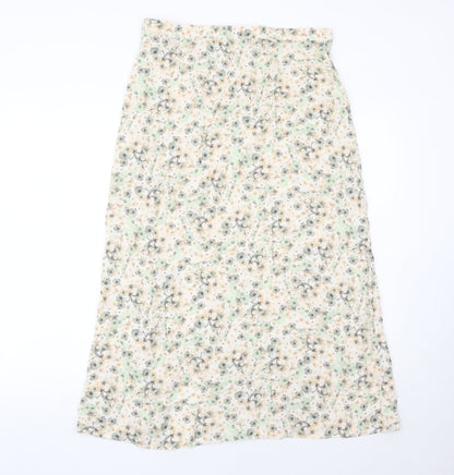 H&M Women’s Multicoloured Floral Midi A-Line Skirt Size 14 Viscose