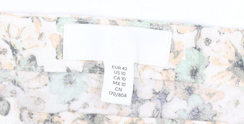 H&M Women’s Multicoloured Floral Midi A-Line Skirt Size 14 Viscose