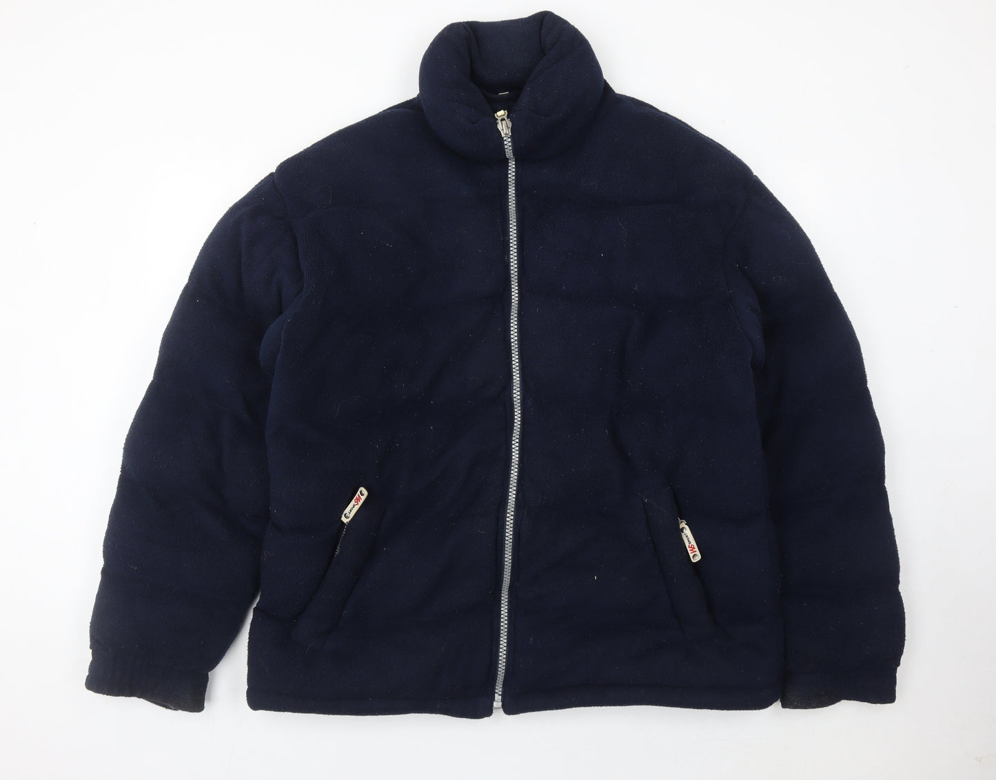 WS Sport Men’s Blue Puffer Jacket L Polyester Fleece Winter Coat