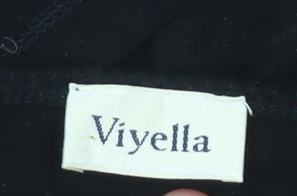 Viyella Womens Black Wrap Jersey T-Shirt Size L Short Sleeve