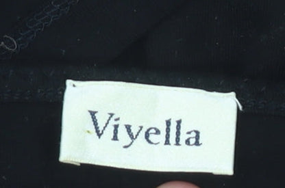 Viyella Womens Black Wrap Jersey T-Shirt Size L Short Sleeve
