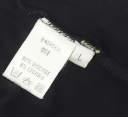 Viyella Womens Black Wrap Jersey T-Shirt Size L Short Sleeve