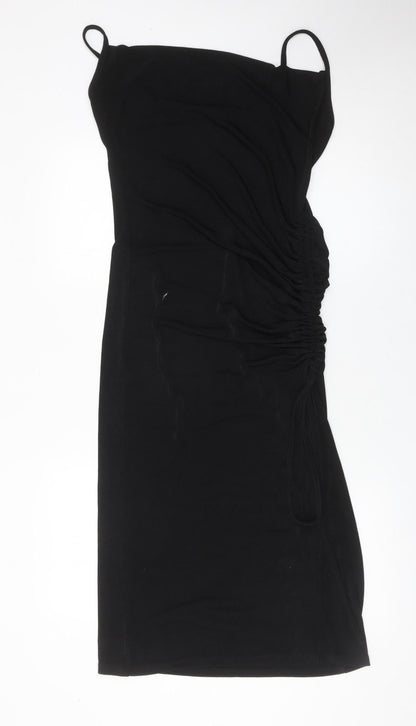 Primark Women’s Black Ruched Bodycon Dress Size L 14-16